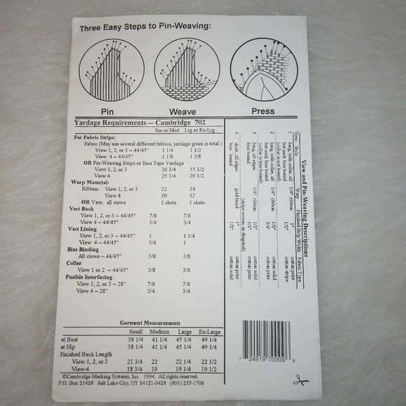 PIN-WEAVING vest #702 Size Large, Ex-Large,  Just 3 Easy Steps! - Picture 5 of 5